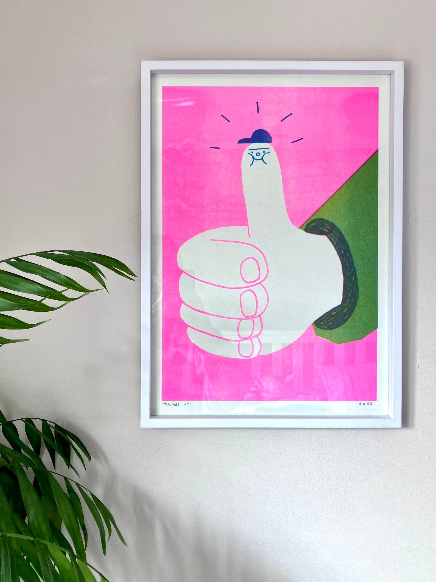 Thumbs Up A3 Riso Print Handmade Nottingham