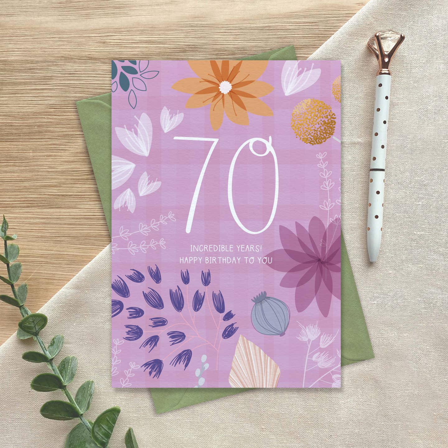 Floral Milestone Birthday 70 Card – Handmade Nottingham