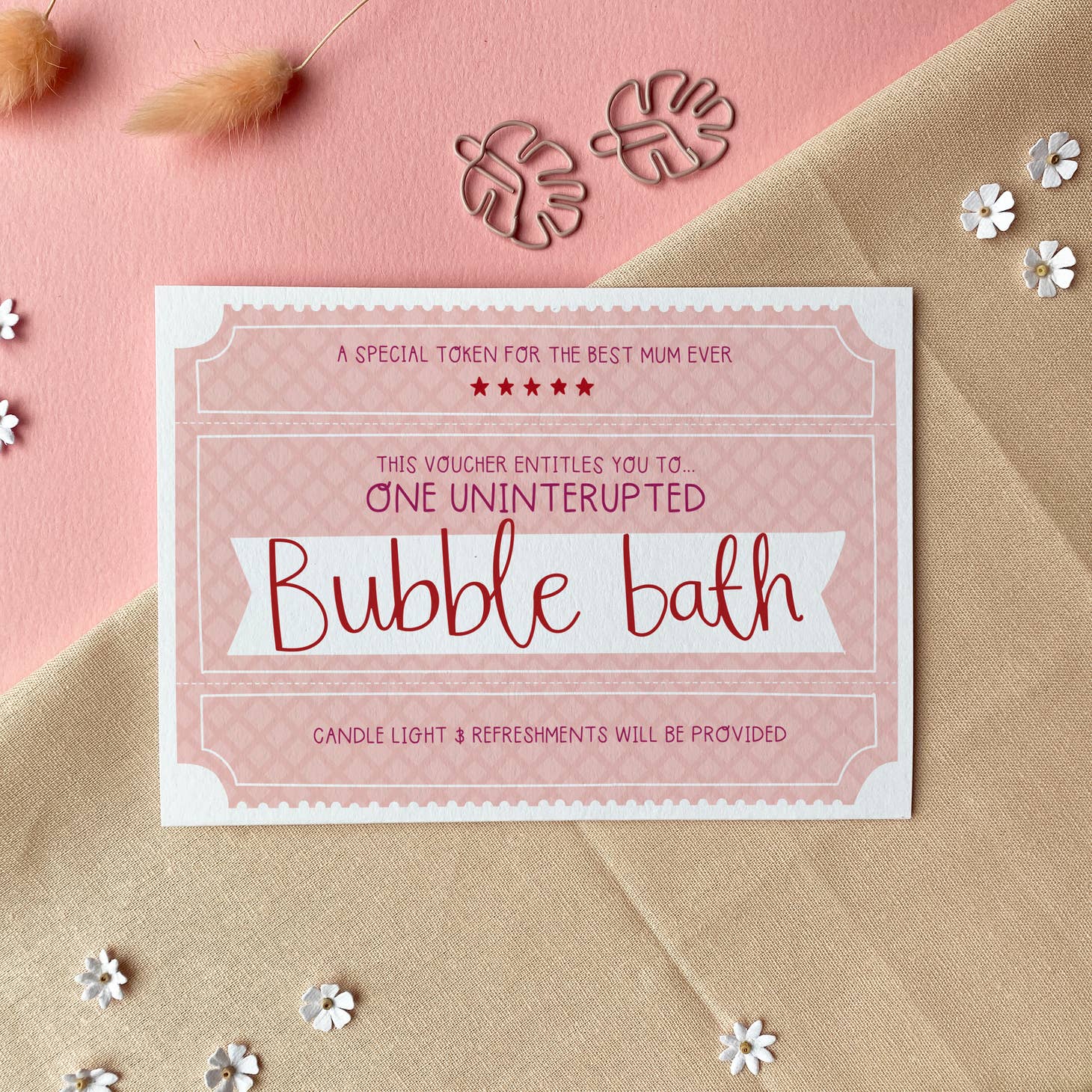 Bubble Bath Voucher – Mother’s Day Greeting Card – Handmade Nottingham