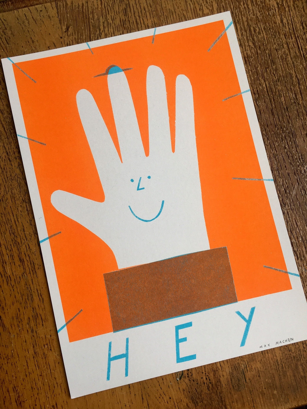 Hey Hand Sign Hey Hand Riso Print – Handmade Nottingham