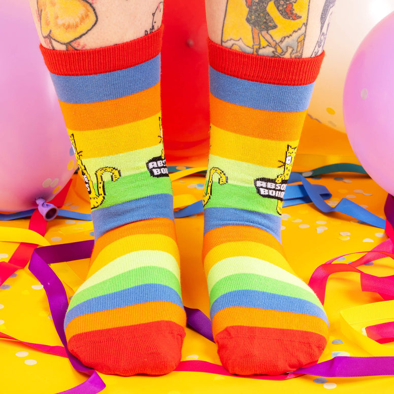 Chaussettes Antidérapantes ABS Rainbow - Coton Coloré Femme Homme Pour Maison Et Yoga