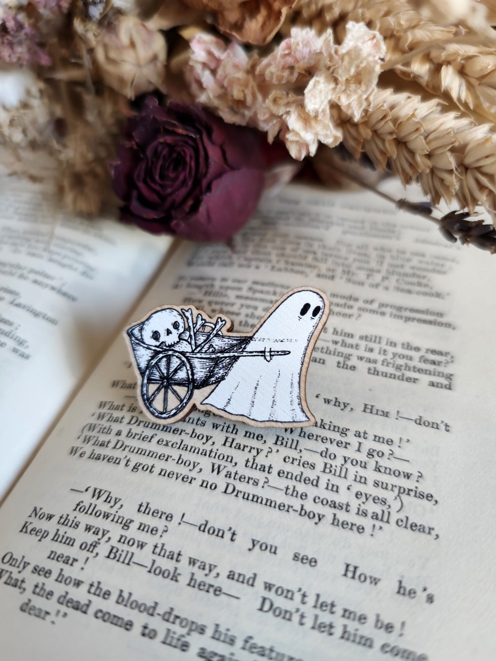 Bone Cart Ghost Wooden Pin – Handmade Nottingham