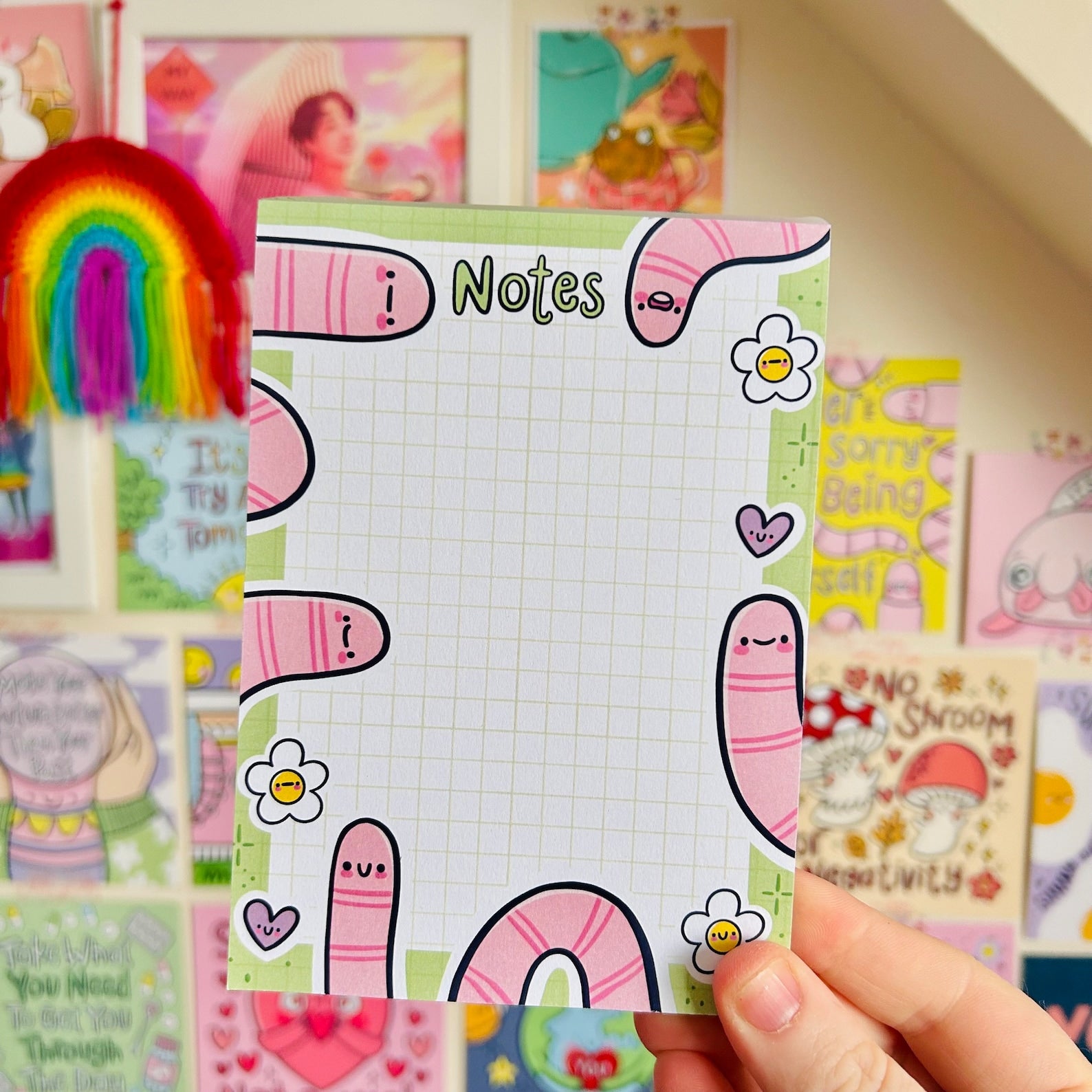 Spring Worms A6 Notepad – Handmade Nottingham