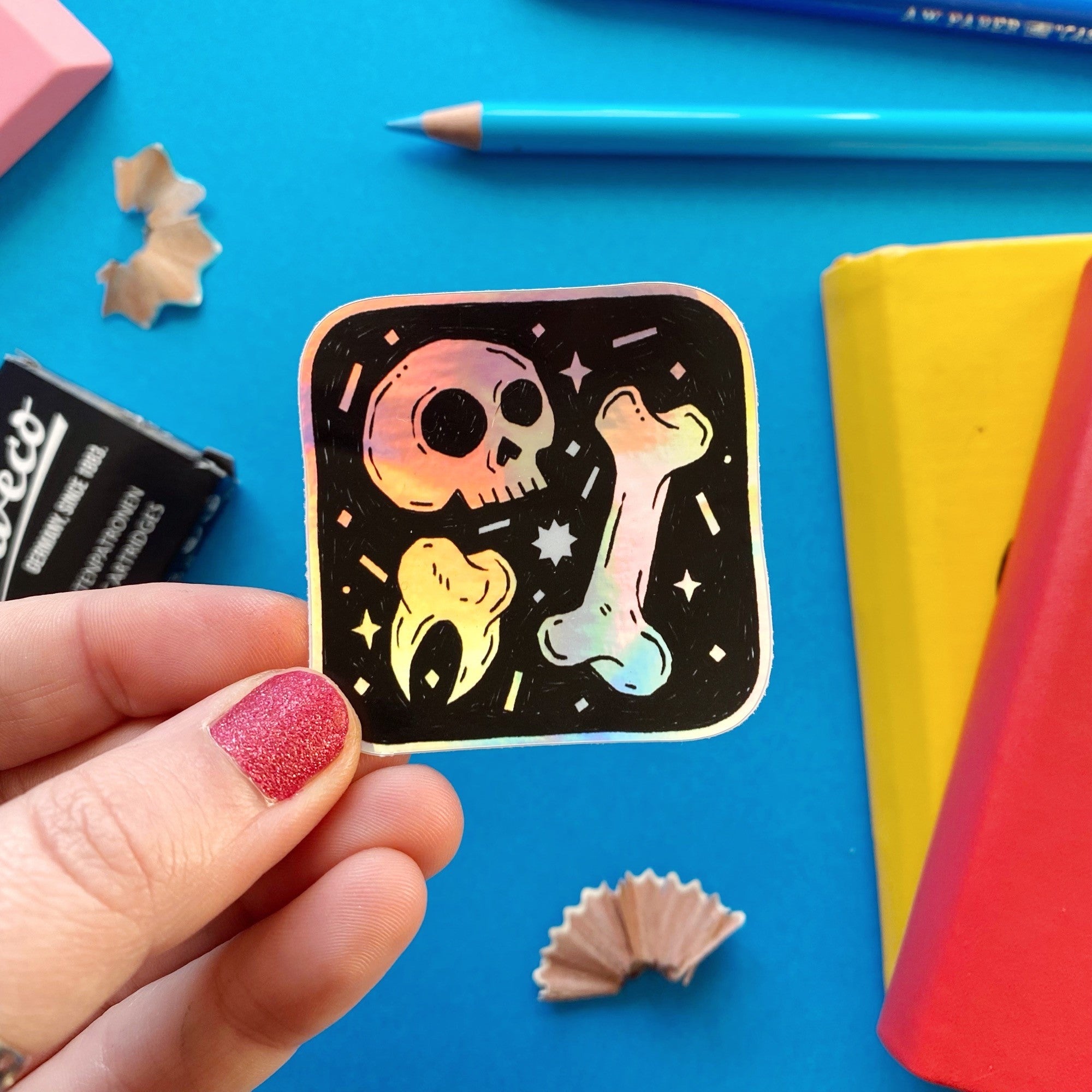 Bone Inlay Sticker Bones Holographic Vinyl Sticker – Handmade Nottingham